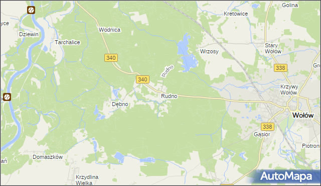 mapa Rudno gmina Wołów, Rudno gmina Wołów na mapie Targeo