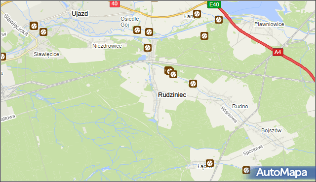 mapa Rudziniec, Rudziniec na mapie Targeo