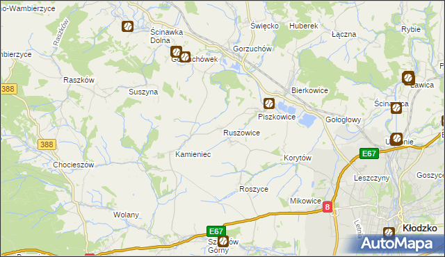 mapa Ruszowice gmina Kłodzko, Ruszowice gmina Kłodzko na mapie Targeo