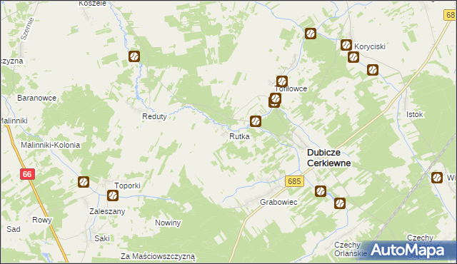 mapa Rutka gmina Dubicze Cerkiewne, Rutka gmina Dubicze Cerkiewne na mapie Targeo