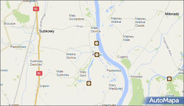 mapa Rybaki gmina Subkowy, Rybaki gmina Subkowy na mapie Targeo