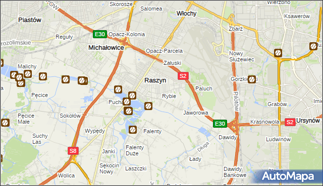 mapa Rybie gmina Raszyn, Rybie gmina Raszyn na mapie Targeo