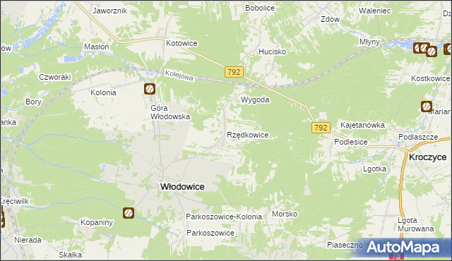 mapa Rzędkowice, Rzędkowice na mapie Targeo