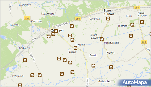 mapa Rzekcin, Rzekcin na mapie Targeo