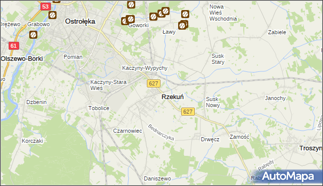 mapa Rzekuń, Rzekuń na mapie Targeo