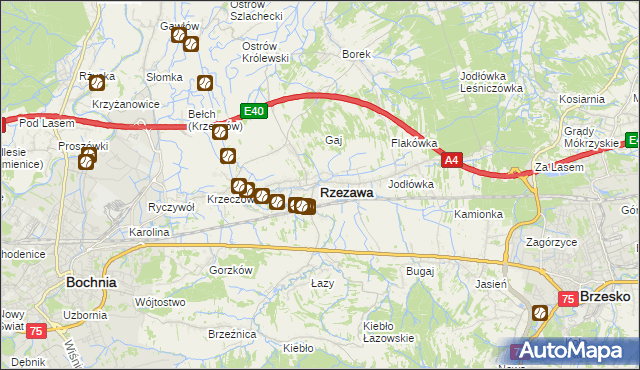 mapa Rzezawa, Rzezawa na mapie Targeo