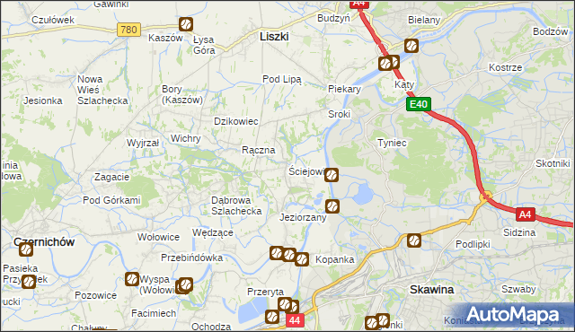 mapa Ściejowice, Ściejowice na mapie Targeo