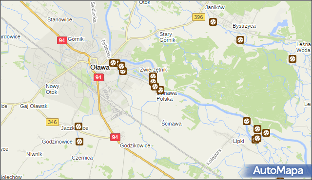 mapa Ścinawa Polska, Ścinawa Polska na mapie Targeo