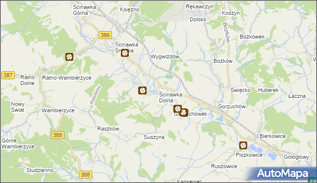 mapa Ścinawka Dolna, Ścinawka Dolna na mapie Targeo