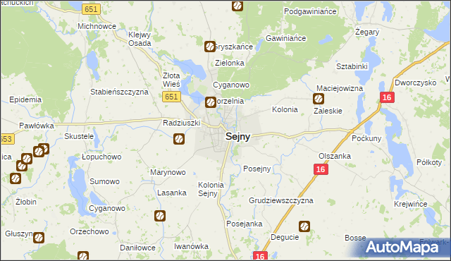 mapa Sejny, Sejny na mapie Targeo