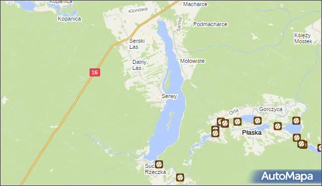 mapa Serwy, Serwy na mapie Targeo