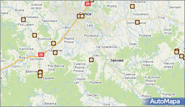 mapa Siary, Siary na mapie Targeo