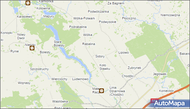 mapa Sidory gmina Raczki, Sidory gmina Raczki na mapie Targeo