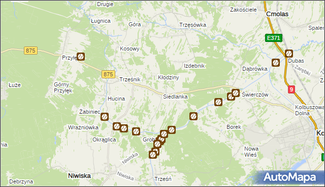 mapa Siedlanka, Siedlanka na mapie Targeo