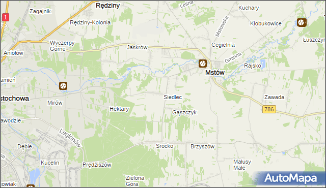 mapa Siedlec gmina Mstów, Siedlec gmina Mstów na mapie Targeo