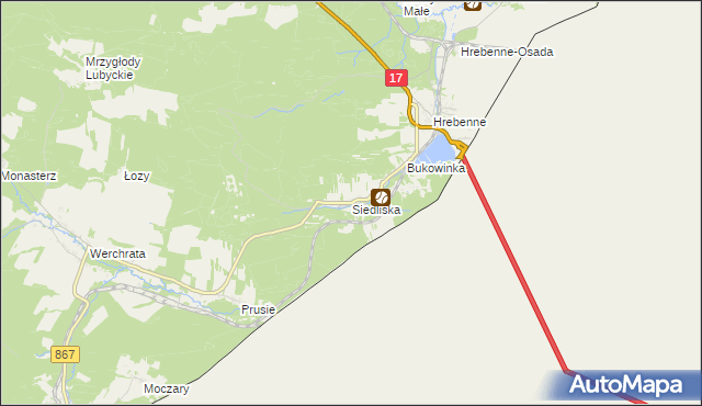 mapa Siedliska gmina Lubycza Królewska, Siedliska gmina Lubycza Królewska na mapie Targeo