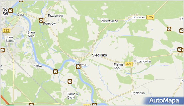 mapa Siedlisko powiat nowosolski, Siedlisko powiat nowosolski na mapie Targeo