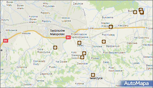 mapa Sielec gmina Iwierzyce, Sielec gmina Iwierzyce na mapie Targeo