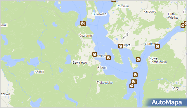 mapa Siemiany, Siemiany na mapie Targeo