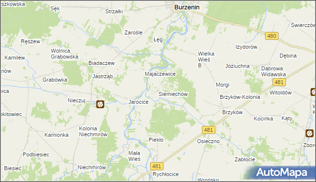 mapa Siemiechów gmina Widawa, Siemiechów gmina Widawa na mapie Targeo
