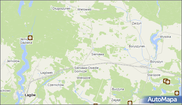 mapa Sieniawa gmina Łagów, Sieniawa gmina Łagów na mapie Targeo