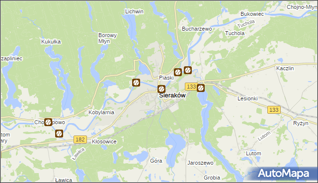 mapa Sieraków powiat międzychodzki, Sieraków powiat międzychodzki na mapie Targeo