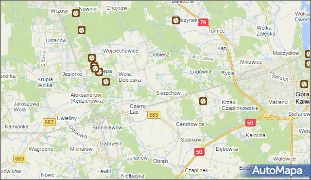mapa Sierzchów gmina Góra Kalwaria, Sierzchów gmina Góra Kalwaria na mapie Targeo