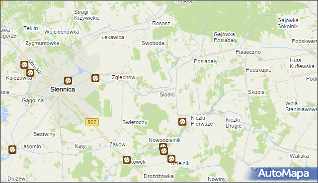 mapa Siodło gmina Siennica, Siodło gmina Siennica na mapie Targeo