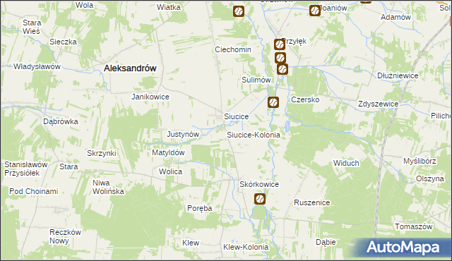 mapa Siucice-Kolonia, Siucice-Kolonia na mapie Targeo