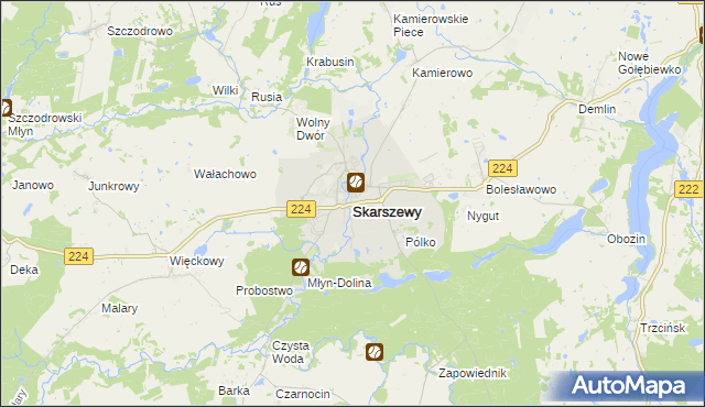 mapa Skarszewy powiat starogardzki, Skarszewy powiat starogardzki na mapie Targeo