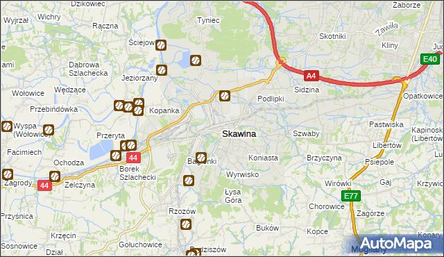 mapa Skawina, Skawina na mapie Targeo
