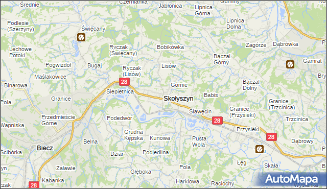 mapa Skołyszyn, Skołyszyn na mapie Targeo