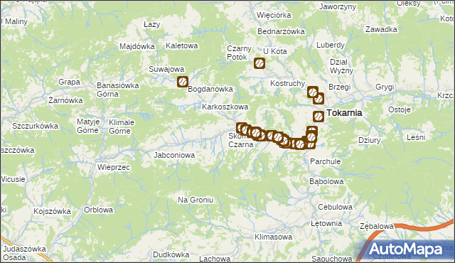 mapa Skomielna Czarna, Skomielna Czarna na mapie Targeo