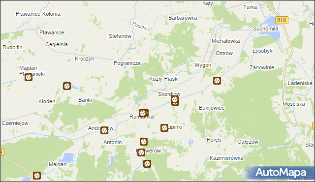 mapa Skordiów, Skordiów na mapie Targeo