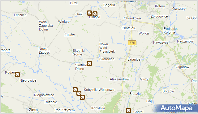 mapa Skorocice, Skorocice na mapie Targeo