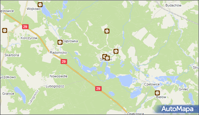 mapa Skórzyn gmina Maszewo, Skórzyn gmina Maszewo na mapie Targeo