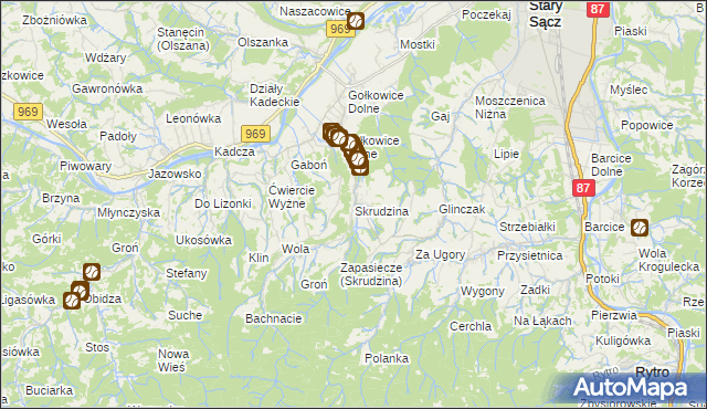 mapa Skrudzina, Skrudzina na mapie Targeo