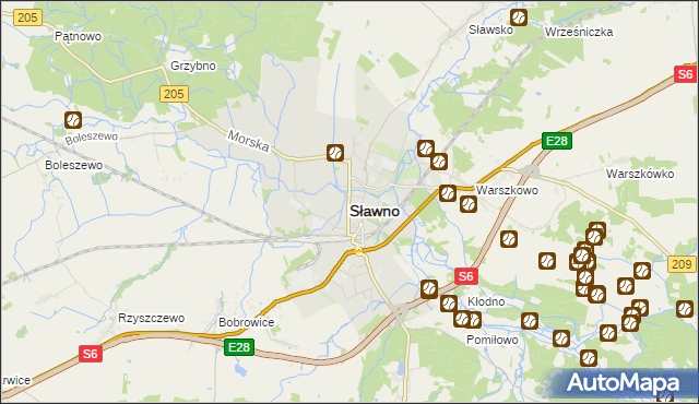 mapa Sławno, Sławno na mapie Targeo