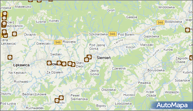 mapa Ślemień, Ślemień na mapie Targeo
