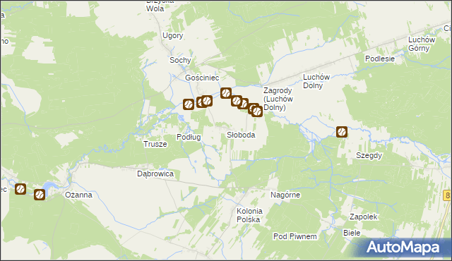 mapa Słoboda gmina Kuryłówka, Słoboda gmina Kuryłówka na mapie Targeo