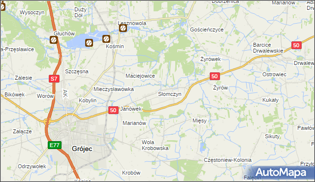 mapa Słomczyn gmina Grójec, Słomczyn gmina Grójec na mapie Targeo
