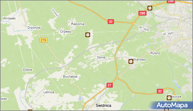 mapa Słone gmina Świdnica, Słone gmina Świdnica na mapie Targeo