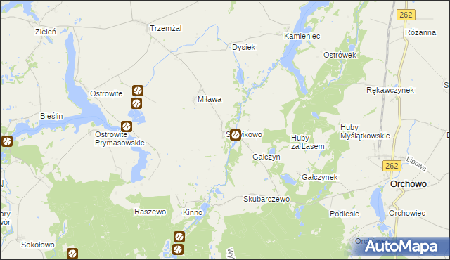 mapa Słowikowo gmina Orchowo, Słowikowo gmina Orchowo na mapie Targeo