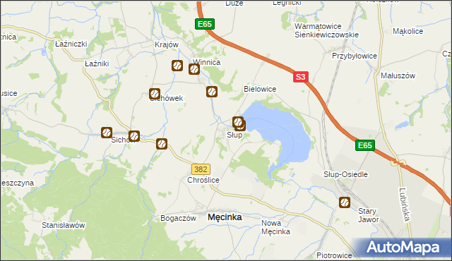 mapa Słup gmina Męcinka, Słup gmina Męcinka na mapie Targeo