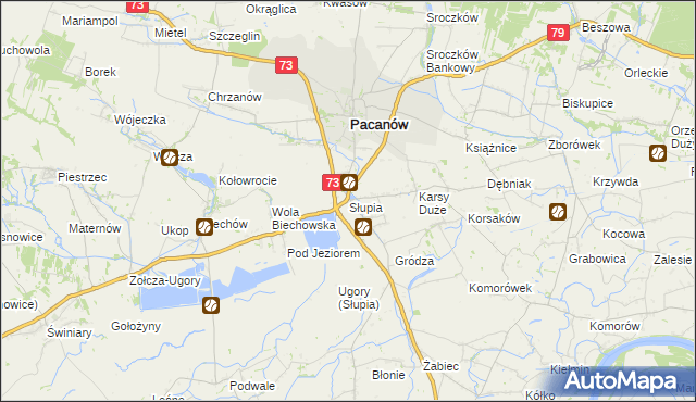 mapa Słupia gmina Pacanów, Słupia gmina Pacanów na mapie Targeo