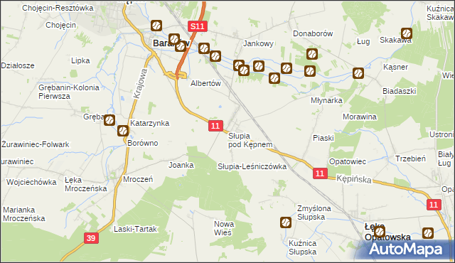 mapa Słupia pod Kępnem, Słupia pod Kępnem na mapie Targeo