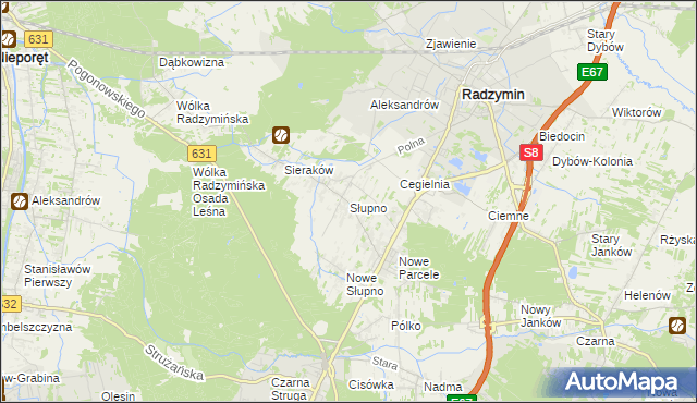 mapa Słupno gmina Radzymin, Słupno gmina Radzymin na mapie Targeo