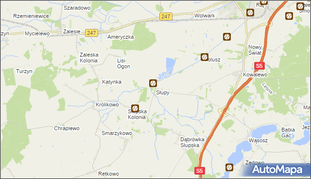 mapa Słupy gmina Szubin, Słupy gmina Szubin na mapie Targeo