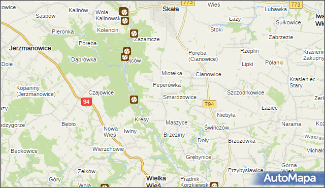 mapa Smardzowice, Smardzowice na mapie Targeo