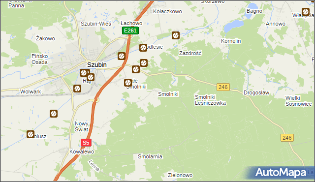 mapa Smolniki gmina Szubin, Smolniki gmina Szubin na mapie Targeo